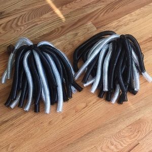 Black & Silver Short Crin Cyberlox / Cyb Hairfalls Rave Goth Halloween